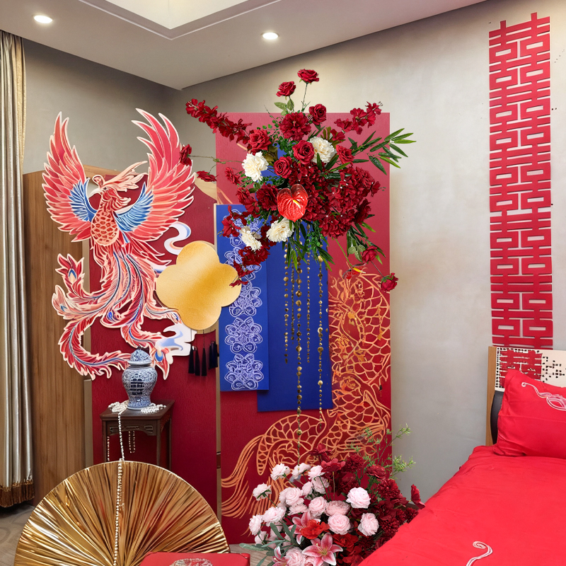 结婚布置新中式龙凤kt板