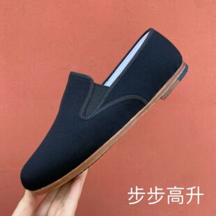 同正升老北京布鞋男春季手工牛皮底礼服呢舒适透气休闲父亲休闲鞋