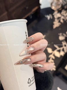 【落日银霜】重磅推荐国风冰封玫瑰激光猫眼秋气质显白手工穿戴甲