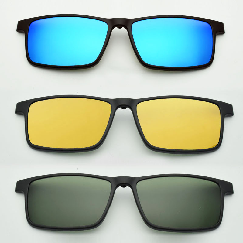 偏光磁铁墨镜蓝彩膜炫彩太阳镜绿色夜视镜片配眼镜架夹片3D电影-封面