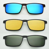 偏光磁铁墨镜蓝彩膜炫彩太阳镜绿色夜视镜片配眼镜架夹片3D电影