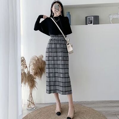 超温柔简约套装601134新款春秋针织半身裙套装