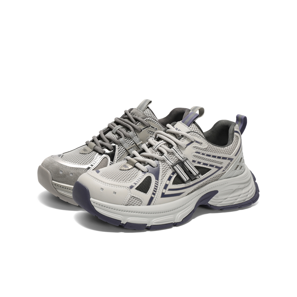 百丽男鞋蓝鲸老爹鞋2025冬新商场同款厚底加绒运动鞋8QS01AM5