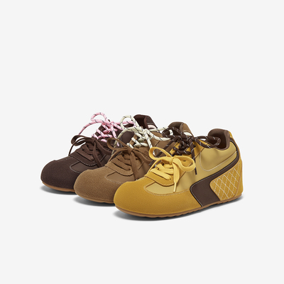 百思图2025秋季新款真皮厚底内德训鞋女休闲运动鞋A6650CM5