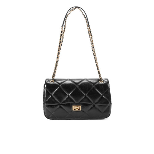 百丽包包女25冬季小香风菱格单肩斜挎链条绗缝小方包送礼JX164DX5