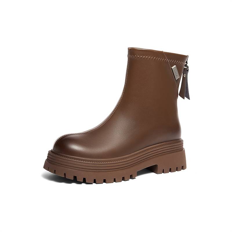 森达时装靴女款2024冬季新款商场同款厚底显瘦短靴XEX01DD4