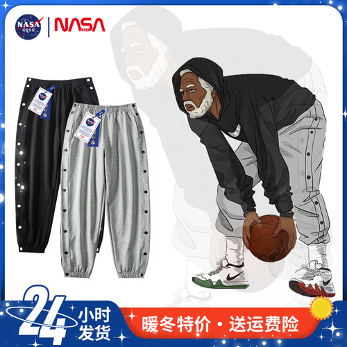 nasa九分裤绒卫裤联名宽松