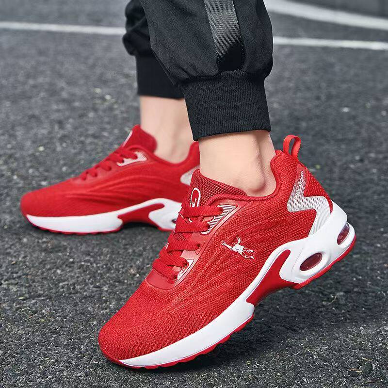 乔丹格兰夏季女鞋运动休闲中年妈妈鞋红色透气网面气垫轻便旅游鞋