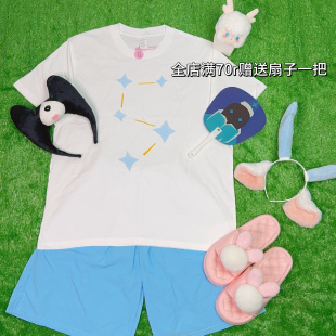 光遇五周年T恤星星cosplay纯棉男女同款印花百搭宽松情侣夏季裤子