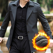 2025新高档抗皱免烫中年夹克外套 外套秋冬风衣中长款 加绒冬装 男士