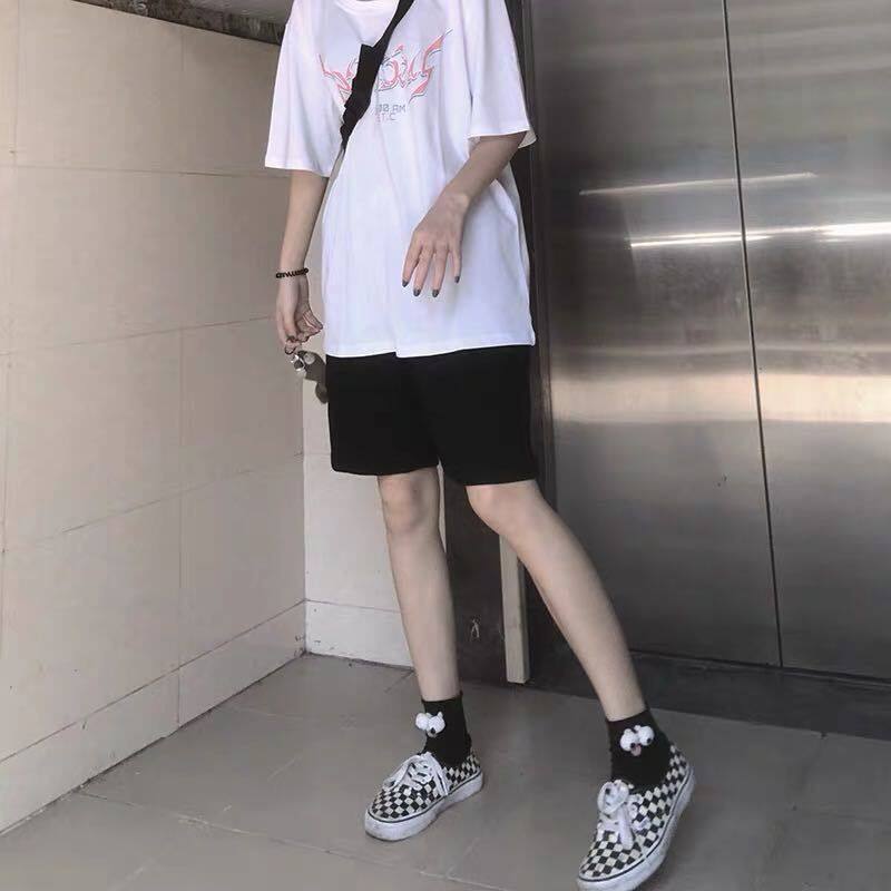 2025新款女夏季宽松休闲百搭运动套装韩版短袖T恤+阔腿五分短裤