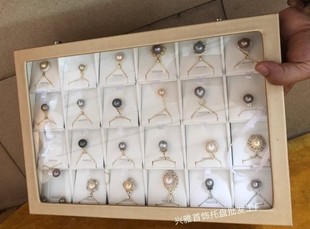 首饰盒黄皮玻璃箱吊坠项链戒指手镯手链托盘收纳24/18/15位吊坠等