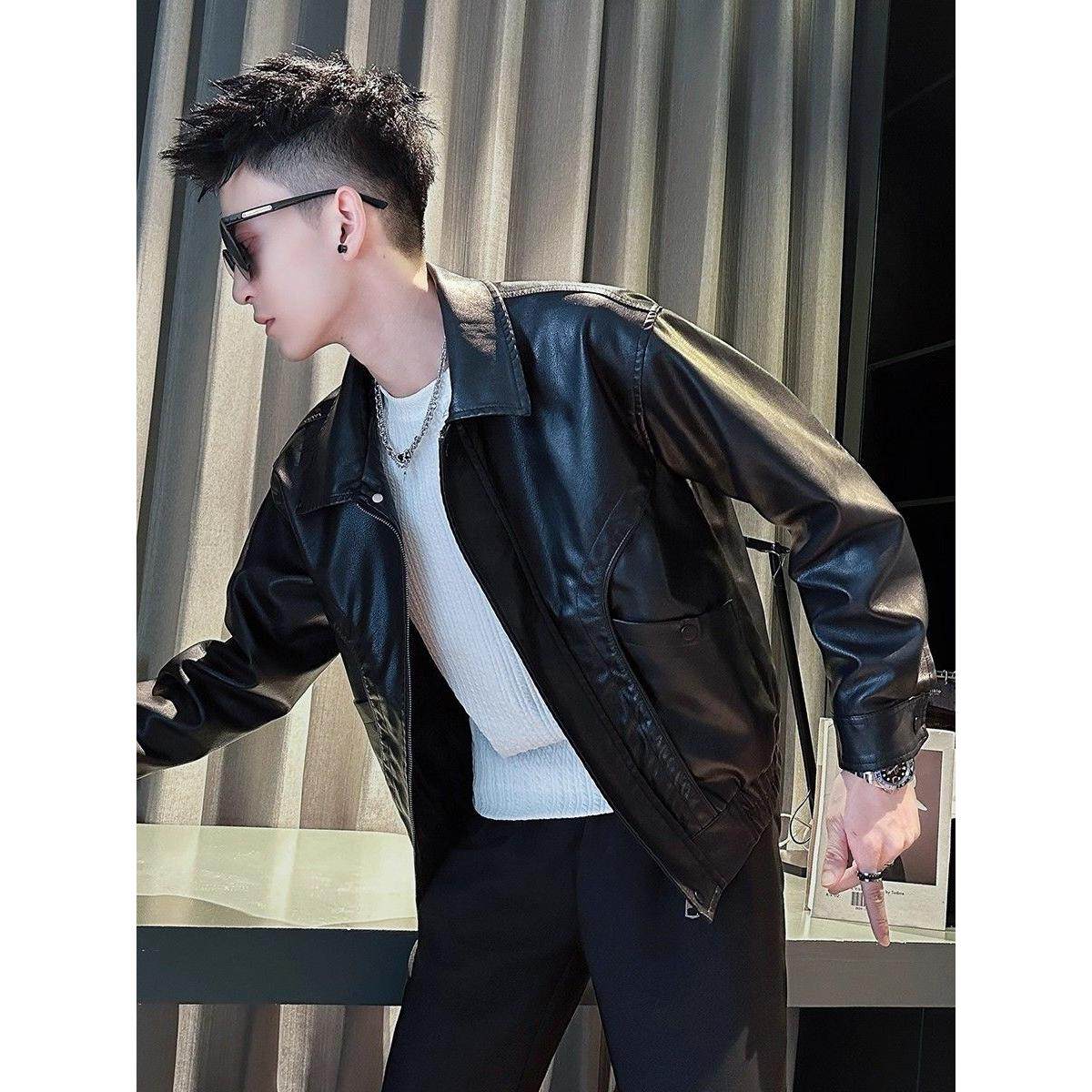 痞帅炸街皮衣男款潮流PU夹克上衣2025新款秋冬高级感潮牌外套