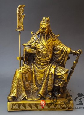 特价仿古纯铜关公摆件关羽夜春秋