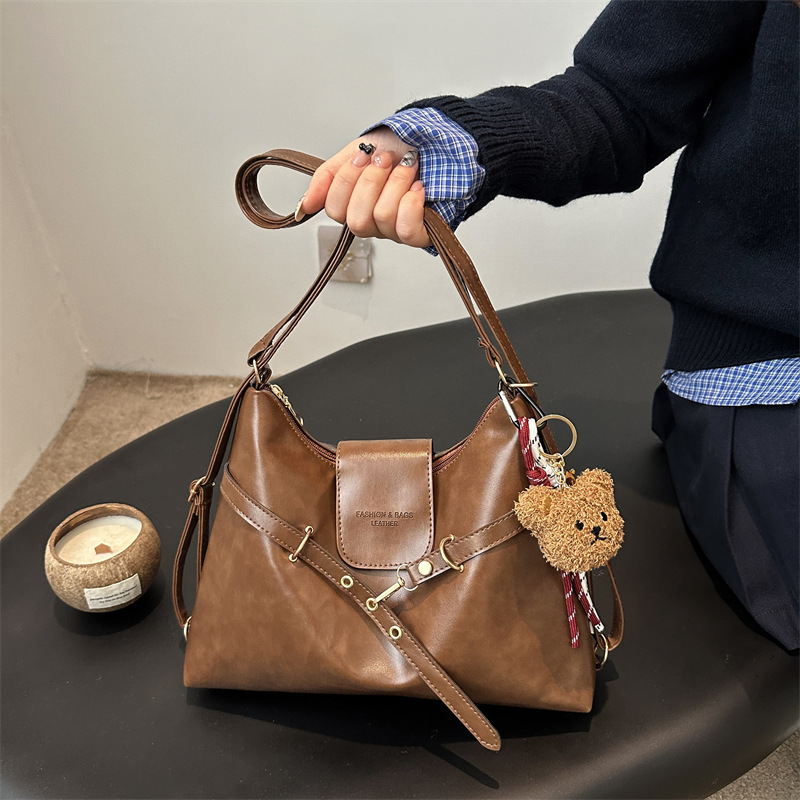 高级感复古大容量女式双肩包新款百搭后背包多用单肩包托特包