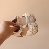 崔丫丫女童国风单鞋 汉服婴儿学步鞋 花朵刺绣盘扣女宝宝凉鞋 公主鞋