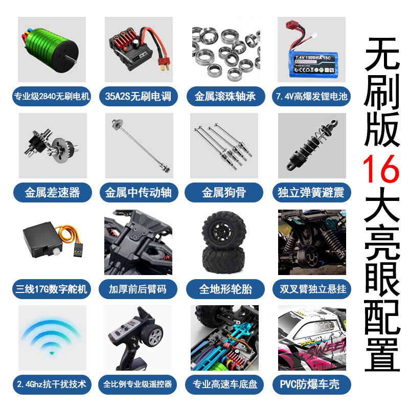 高速无刷rc遥控车专业拉力四驱短卡攀爬越野车漂移车成人玩具汽车