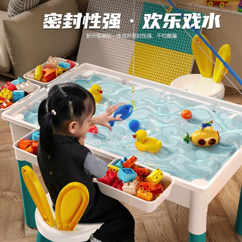 儿童积木桌拼装益智玩具男女孩宝宝生日礼物多功能收纳游戏学习桌