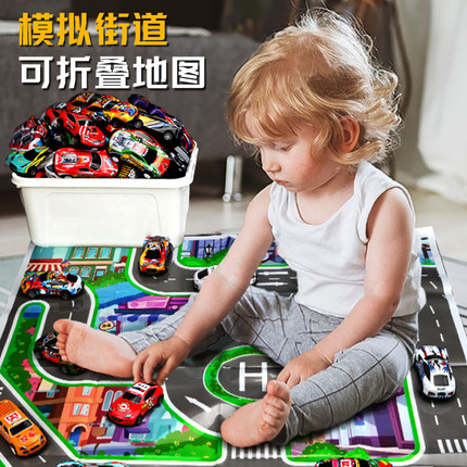 儿童小汽车合金模型惯性回力耐摔撞套装迷你宝宝仿真赛车男孩玩具