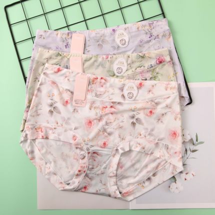 班郦雅3701 女士高腰冰丝速干内裤舒适高弹石墨烯抗菌印花5条包邮