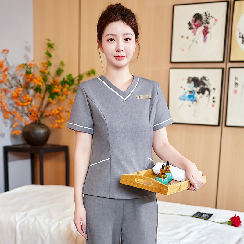 2024高端月子中心皮肤管理美容师工作服女采耳足疗足浴技师套装女