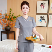 2024高端月子中心皮肤管理美容师工作服女采耳足疗足浴技师套装 女