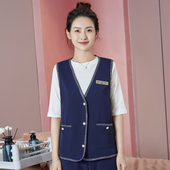 美容院工作服时尚 美容师女养生会所足浴足疗上班制服工衣 马甲套装