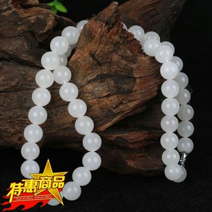 新疆和田玉项链白玉项链昆仑玉珠项链玉10mm蜀黍