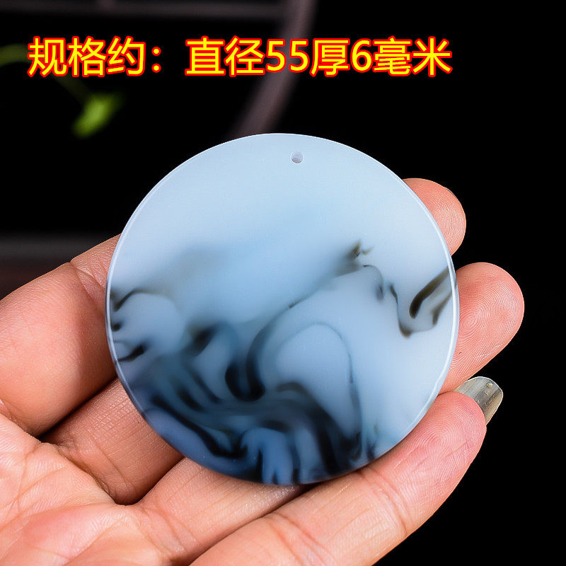 新疆和田羊脂玉青花籽料白玉平安无事牌项链玉吊坠玉佩牌挂件挂坠