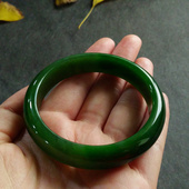 玉翡缘新疆和田碧玉手镯男女款 菠菜绿玉镯子 碧玉山料手镯