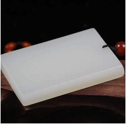 新疆和田玉白玉玉牌玉籽料白玉平安无事牌玉吊坠玉男女款