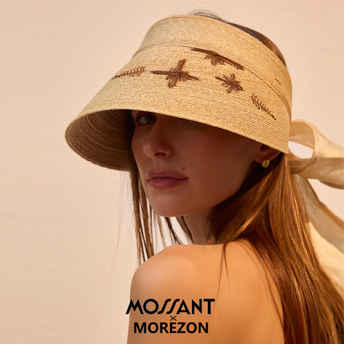 MOREZON【Mossant】26春夏新款小众潮人精致麦草刺绣空顶遮阳帽子