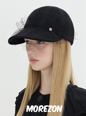 MOREZON【Brown hat Lace Wire Cap】25AW秋冬新款网纱格纹棒球帽