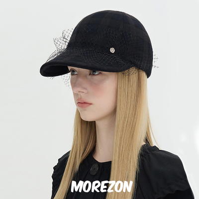 MOREZON【Brown hat Lace Wire Cap】25AW秋冬新款网纱格纹棒球帽