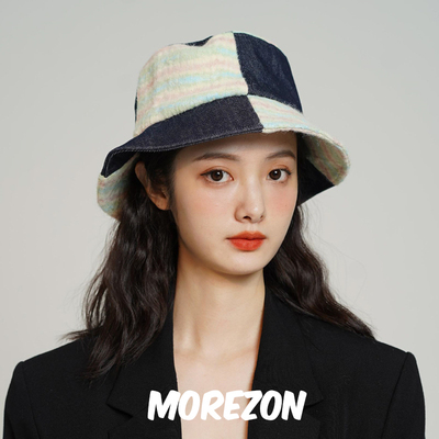 MOREZON针织拼接渔夫帽