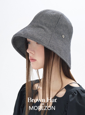 MOREZON【Brown hat Sophia Hat】26春夏新款竖条纹钟形渔夫帽子
