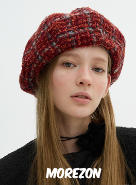 MOREZON【Brown hat Signature Beret】秋冬潮人小香风贝雷帽子女