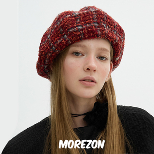 Beret MOREZON Signature hat 秋冬潮人小香风贝雷帽子女 Brown