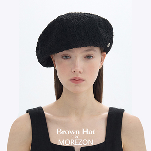 Beret MOREZON 26春夏潮人蓬松贝雷帽子 Wide Fluffy Brown hat