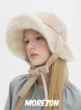 MOREZON【Brown hat PLily Rose Hat】秋冬潮人保暖系带渔夫帽子