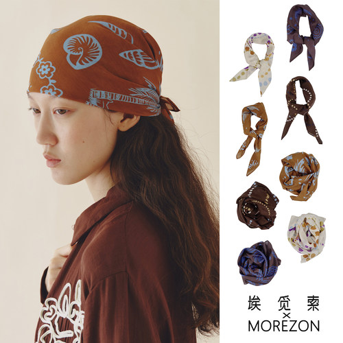 MOREZON【埃觅索】26SS春夏新款设计师潮人时尚个性印花小方巾女