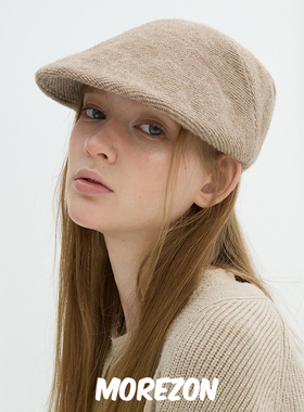 MOREZON【Brown hat Soft Flat Hunting Cap】秋冬简约猎人帽子女