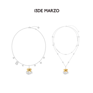 25AW萌趣星球闪钻植绒小熊双层珍珠项链女 MARZO MOREZON 13DE