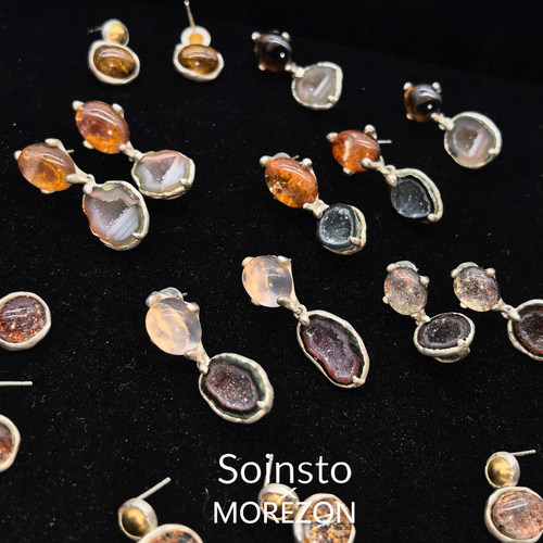 MOREZON【Soinsto】26春夏新款设计师精致彩幽灵玛瑙晶洞耳环耳饰