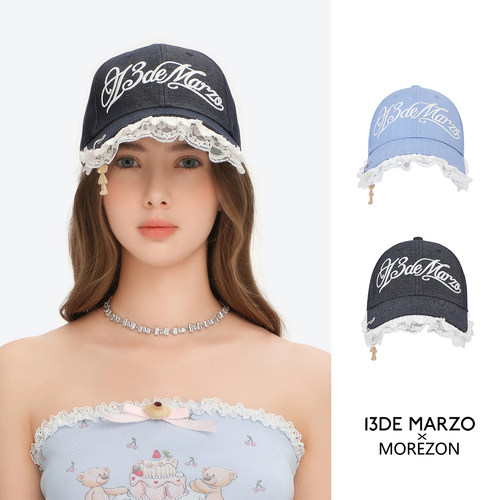 MOREZON【13DE MARZO】26春夏新款潮人精致花边网纱帽檐棒球帽子