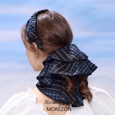 MOREZON【black imagine6】26春夏新款条纹拼接做旧毛边发箍发圈