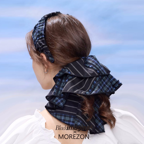MOREZON【black imagine6】26春夏新款条纹拼接做旧毛边发箍发圈