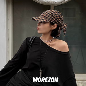 MOREZON【AWESOME NEEDS SCARF CAP】秋冬潮人个性棋盘格头巾帽子