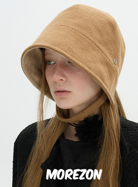 MOREZON【Brown hat Classic Strap Bonnet】秋冬双面侍女帽子女