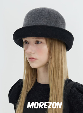 MOREZON【Brown hat Unbalanced Cloche】秋冬潮人不规则渔夫帽子